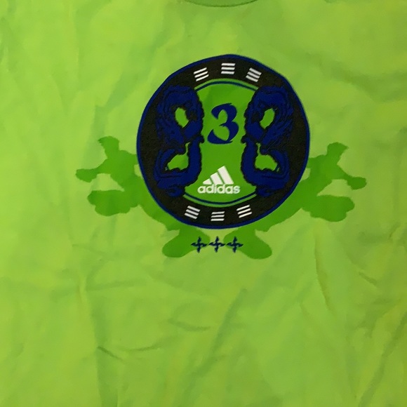 Neon Adidas Green Kids Graphic Tee shirt size L - Picture 2 of 5